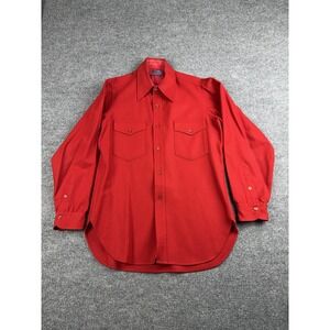 Vintage Pendleton Shirt Womens Large Red Wool Button Front Two Pocket 70s USA